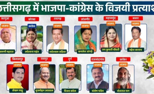 छत्तीसगढ़ की 11 सीट में से 10 सीट पर BJP का कब्जा,यहाँ देखें कितने वोट से जीते प्रत्याशी